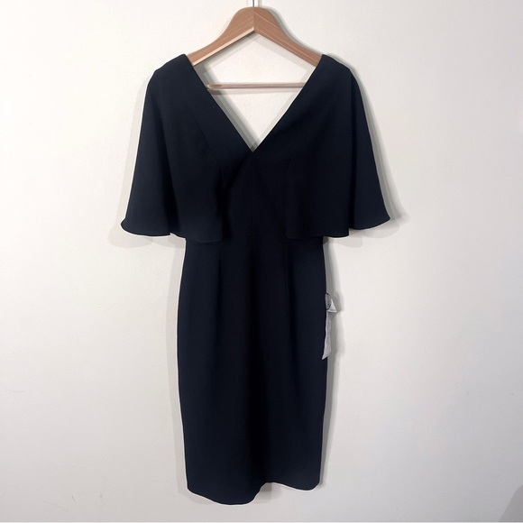 Dress The Population Black Louisa Flutter-Sleeve Midi Dress Size Small NWT - Picture 2 of 7
